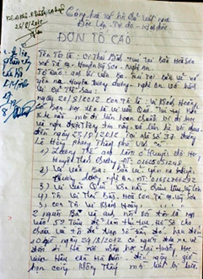 Từ đơn thư tố cáo của các bị hại gửi tới CA huyện Kỳ Sơn.