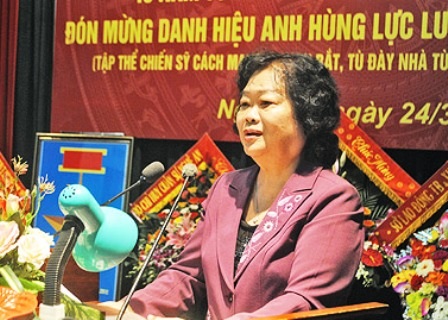 Nguyên Phó Chủ tịch nước Trương Mỹ Hoa phát biểu tại buổi lễ kỷ niệm