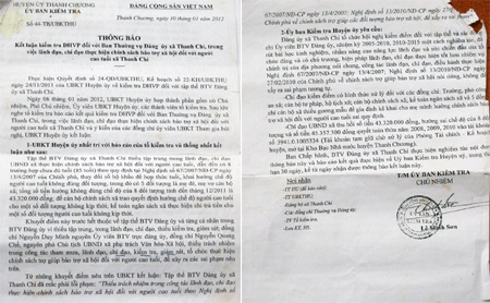 Kết luận kiểm tra của UBND huyện Thanh Chương về những sai phạm ở xã Thanh Chi