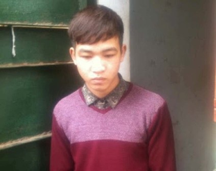 Đối tượng Hoàng Khắc Trường tại cơ quan công an huyện Thanh Chương