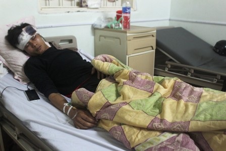 Anh Trần Đình Hiệp (SN 1986, xã Hùng Tiến, huyện Nam Đàn) bị chấn thương sọ não