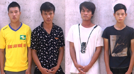 Các đối tượng bị cơ quan công an huyện Nghi Lộc bắt giữ 