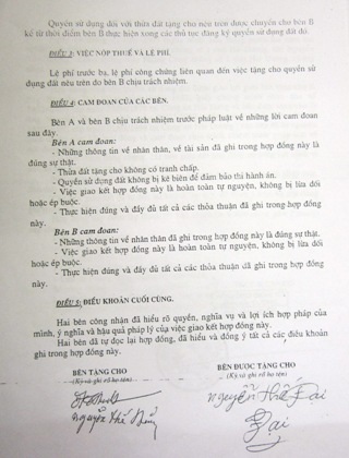 Ngày 14/12/2005, ông Nguyễn Thế Dũng cùng 3 người con lập văn bản phân chia di sản thừa kế 