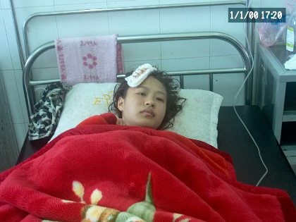 Chị Trương Thị Tài chưa hết bàng hoàng sau vụ tai nạn bất ngờ.