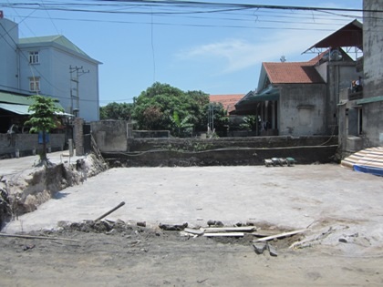 Gia đình bà Được đã thi công xong phần móng.