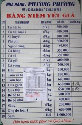 Giá các dịch vụ được yêu cầu phải niêm yết công khai.