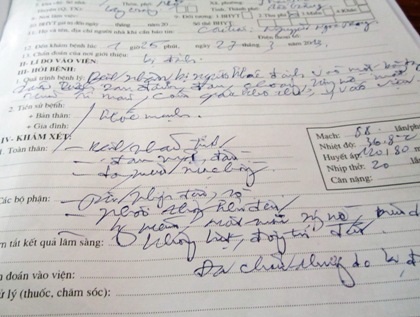 Bệnh án tại Bệnh viện đa khoa tỉnh Bắc Giang ghi rõ anh bị đa chấn thương nghiêm trọng.