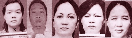 Chị gái "siêu lừa" Huyền Như mở 7 tài khoản ngân hàng giúp em gái lừa đảo - 1 Siêu lừa Huỳnh Thị Huyền Như (đánh dấu X) và các đồng phạm trong vụ án. (ảnh: CAND)