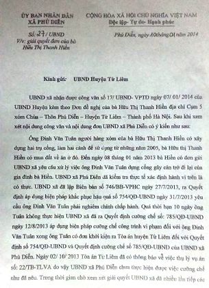 Công trình sai phạm mười mươi, chính quyền vẫn "rón rén" đợi tòa - 2 UBND xã Phú Diễn phân bua việc giải quyết sai phạm kiểu rón rén đợi tòa.