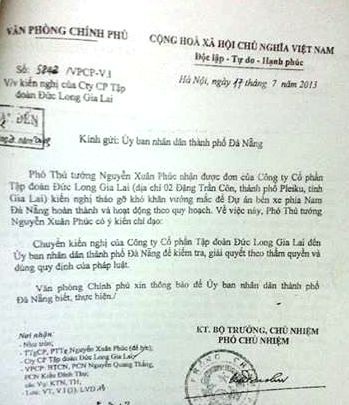 Văn phòng chính phủ chuyển đơn đề nghị UBND TP Đà Nẵng kiểm tra, giải quyết sự việc.