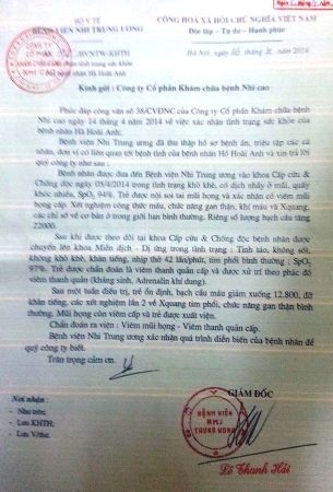 Lùm xum vụ phòng khám nhi bị tố rửa mũi cho bé bằng cồn - 2 Bệnh viện Nhi trung