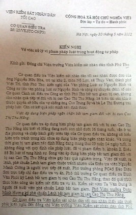 Viện kiểm sát Phú Thọ lên tiếng vụ thăng chức viện trưởng sau khi ra lệnh bắt giam trái luật