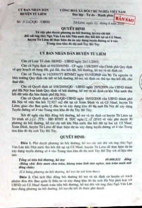 Phiếu nộp tiền của các hộ dân để mua đất vẫn được giữ cẩn thận.