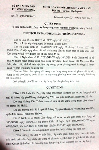 Cận cảnh công trình xây dựng khủng vi phạm tại phường Yên Hòa không hề bị chính quyền 