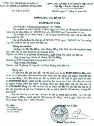 Bài 46: Cục thi hành án TP Hà Nội tiếp nhận hàng loạt khiếu nại của gia đình 194 phố Huế - 2 Bài 46: Cục thi hành án TP Hà Nội đối mặt hàng loạt khiếu nại của gia đình 194 phố Huế