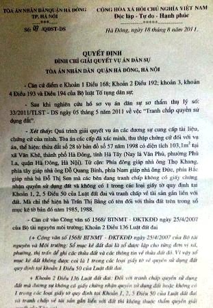 UBND quận Hà Đông lúng túng thi hành quyết định do chính mình ban hành? - 2 TAND qu