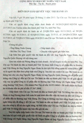 Biên bản giải quyết việc thi hành án ngày 20/11/2013, chấp 