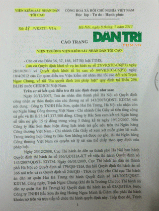 Bài 53: VKSND Tối cao từng bác đề nghị miễn xử lý hình sự Trịnh Ngọc Chung - 3 VKSND Tối cao khẳng định Trịnh Ngọc Chung vi phạm pháp luật rất nghiêm trọng.
