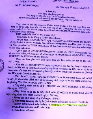 Tòa cao ốc 17 tầng không phép nằm sừng sững tại phường Yên Hòa.