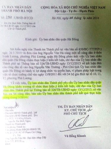Bài 2: UBND TP Hà Nội "thúc" quận Hà Đông nghiêm túc xử lý sai phạm trong quản lý đất đai - 2 UBND TP Hà Nội thúc quận Hà Đông nghiêm túc xử lý sai phạm trong quản lý đất đai.