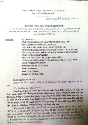Chi cục thi hành án quận Long Biên bị tố "lập lờ" thay Tòa kê biên tài sản - 1 Theo đơn tố cáo của ông Nguyễn Văn Loan