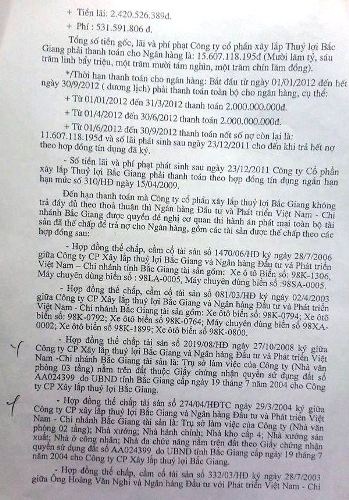 Cục thi hành án tỉnh Bắc Giang bị tố kê biên tràn lan ngoài nội dung bản án - 6 Về phần tài sản thế chấp của Công ty cổ phần xây
lắp thuỷ lợi Bắc Giang
