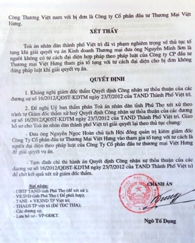 Bài 24:Ġ“TAND TP Việt Trì tiếp tục vi phạm thủ tục tố tụng”