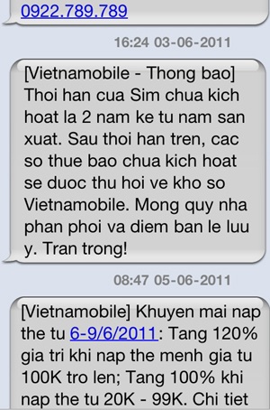Sợ mất sim "số đẹp" vì chính sách mới của Vietnamobile - 1 Sợ mất sim "số đẹp" vì chính sách mới của Vietnamobile - 1