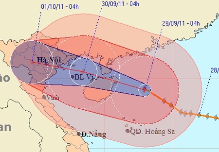 Bão số 5 thẳng tiến vào Vịnh Bắc bộ - 1 Bão số 5 thẳng tiến vào Vịnh Bắc bộ - 1