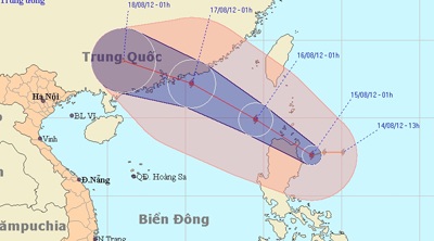 Đường đi của bão Kai- tak. (Ảnh: NCHMF)