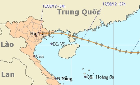 Suy yếu và tan dẫn nhưng hoàn lưu bão số 5 còn gây mưa diện rộng khắp miền Bắc. (Ảnh: NCHMF)