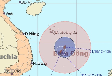 Đường đi của ATNĐ đang mạnh thành bão. (Ảnh: NCHMF)