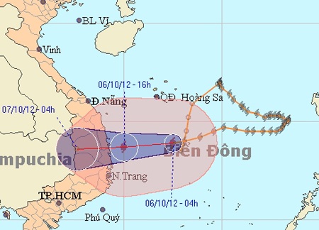 Bão số 7 đi sâu vào đất liền gây mưa to diện rộng. (Ảnh: NCHMF)