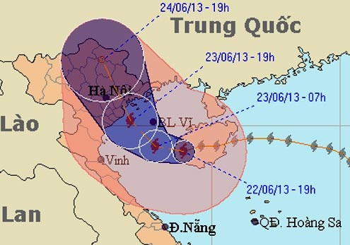 Bão số 2 suy yếu gây mưa to diện rộng - 1 Đường đi cũa bão số 2 (Ảnh: NCHMF)
