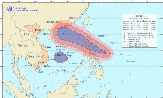 Biển Đông cùng lúc có “siêu” bão và áp thấp nhiệt đới hoạt động - 1 Đường đi của bão số 7 còn diễn biến phức tạp, khó lường. (Ảnh: NCHMF)