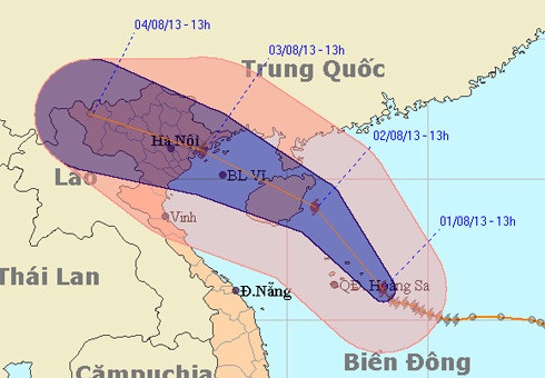 Bão số 5 hướng vào vùng biển Quảng Ninh - Hải Phòng - 1 Đường đi của bão số 5. (Ảnh: NCHMF)