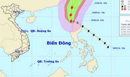 Bão Fung Wong ít có khả năng ảnh hưởng đến nước ta - 1 Đường đi của bão Fung Wong. (Ảnh: NCHMF)