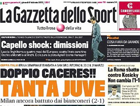 Báo giới Italia “sốc” với quyết định từ chức của Capello - 1