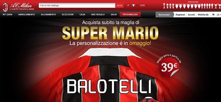 AC Milan chiêu mộ thành công Balotelli - 1 Áo của Balotelli đã chính thức được rao bán trên trang web chính thức của AC Milan