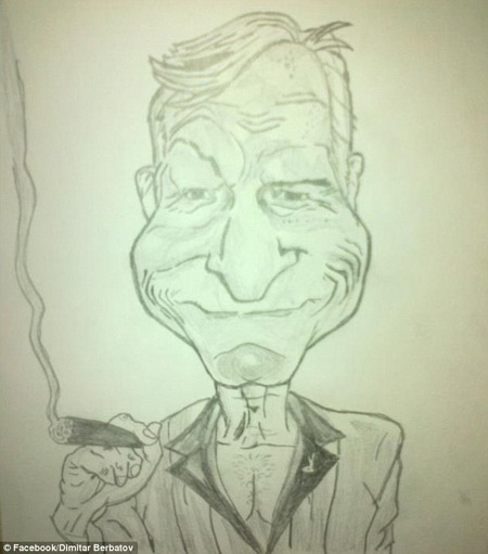 “Khai quật” tài vẽ tranh của “họa sĩ’ Dimitar Berbatov - 3 “Ông trùm chân dài” Hugh Hefner, chủ sở hữu Playboy cũng trở thành đề tài của Berbatov