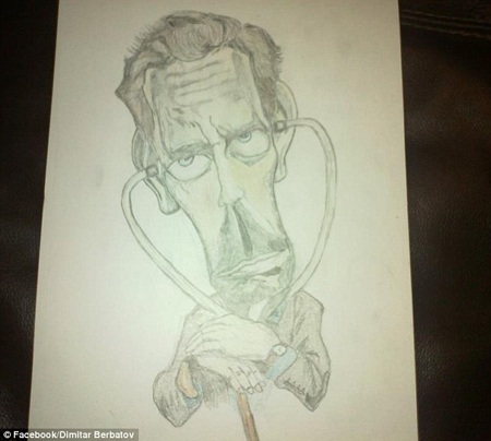 “Khai quật” tài vẽ tranh của “họa sĩ’ Dimitar Berbatov - 4 “Ông trùm chân dài” Hugh Hefner, chủ sở hữu Playboy cũng trở thành đề tài của Berbatov