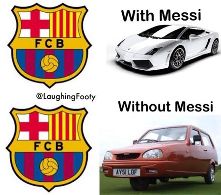 Thất bại tủi hổ của Barcelona và Real Madrid qua lăng kính hài hước - 10 Cách so sánh hài hước giữa Barcelona “có Messi” và khi “không Messi”