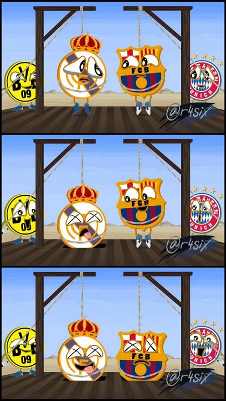 Thất bại tủi hổ của Barcelona và Real Madrid qua lăng kính hài hước - 11 Barcelona và Real Madrid đã bị cho lên “giá treo cổ” như thế nào