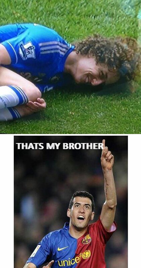 Biếm họa về “kịch sĩ” David Luiz - 1 David Luiz được cho là “cùng lò” với Drogba và Busquets