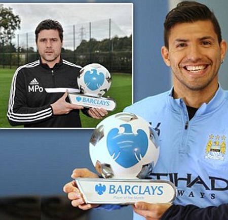 Sergio Aguero ẵm giải thưởng xuất sắc nhất tháng 10 - 1 Hai người Argentina, Aguero và Pochettino được vinh danh trong tháng 10