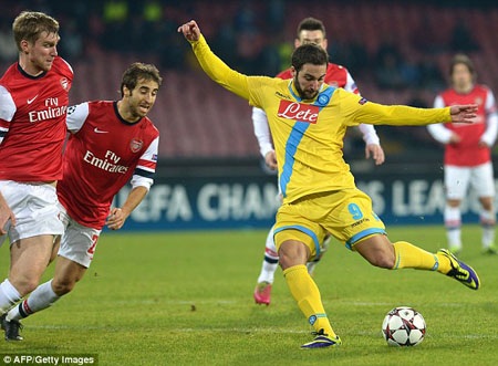 Gục ngã trước Napoli, Arsenal suýt bay khỏi Champions League - 1 Arsenal gặp rất nhiều khó khăn tại San Paolo