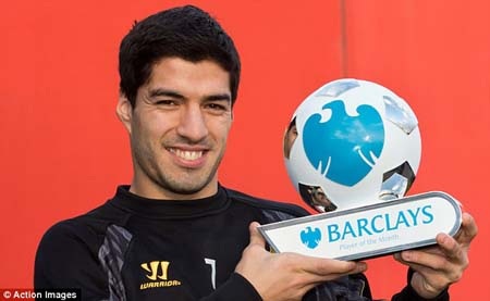 Suarez, Pellegrini giành giải xuất sắc nhất tháng 12 - 1 Suarez rạng rỡ bên giải thưởng xuất sắc nhất tháng 12