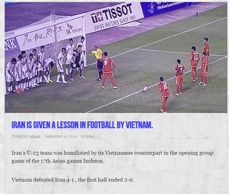 Báo chí Iran: “Olympic Việt Nam đã dạy cho Iran bài học” - 1 Bài viết
trên tờ Teammelli, chỉ trích cay nghiệt đội Olympic Iran