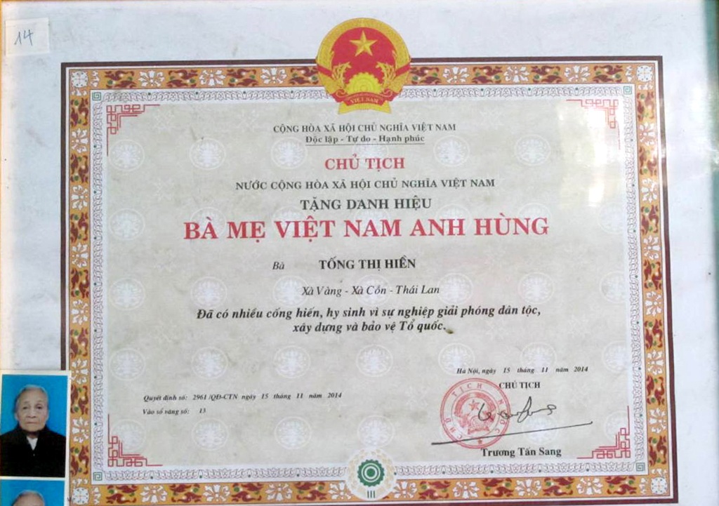 Chuyện người phụ nữ Thái Lan được phong tặng Mẹ Việt Nam anh hùng - 2 Mẹ Việt Nam anh hùng Tống Thị Hiền.