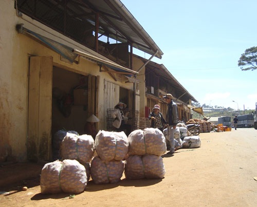 Hàng đã được đóng gói, chờ vận chuyển đi nơi khác tiêu thụ